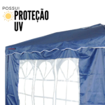 Gazebo Articulado 3,00 X 3,00M Com 2 Paredes Azul IWGZAP3AZ - 3