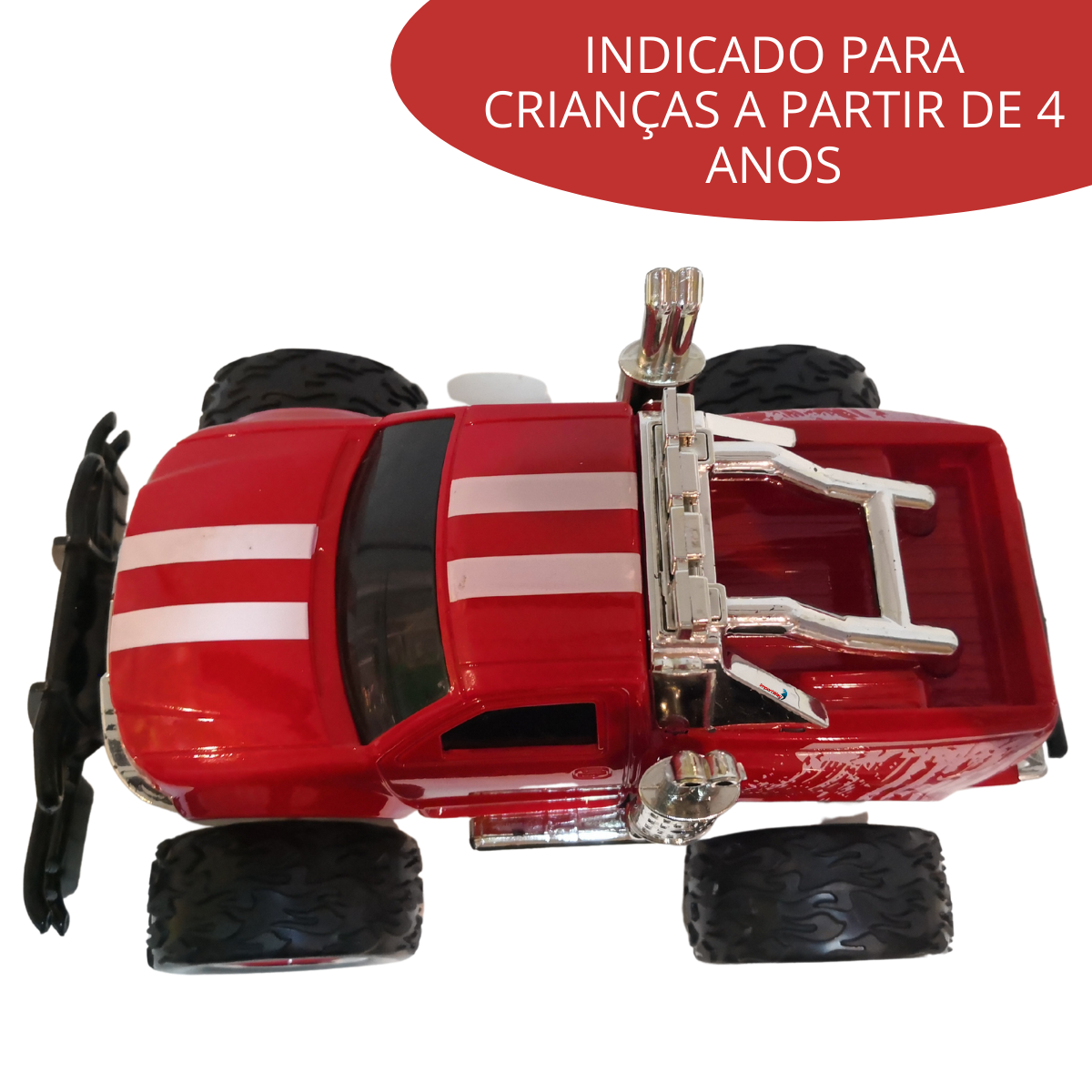 Carrinho De Controle Remoto Vermelho 30cm Bateria Recarregável