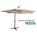 Ombrelone Suspenso Base Lateral 3,0M Branco IWOS300BR - 6