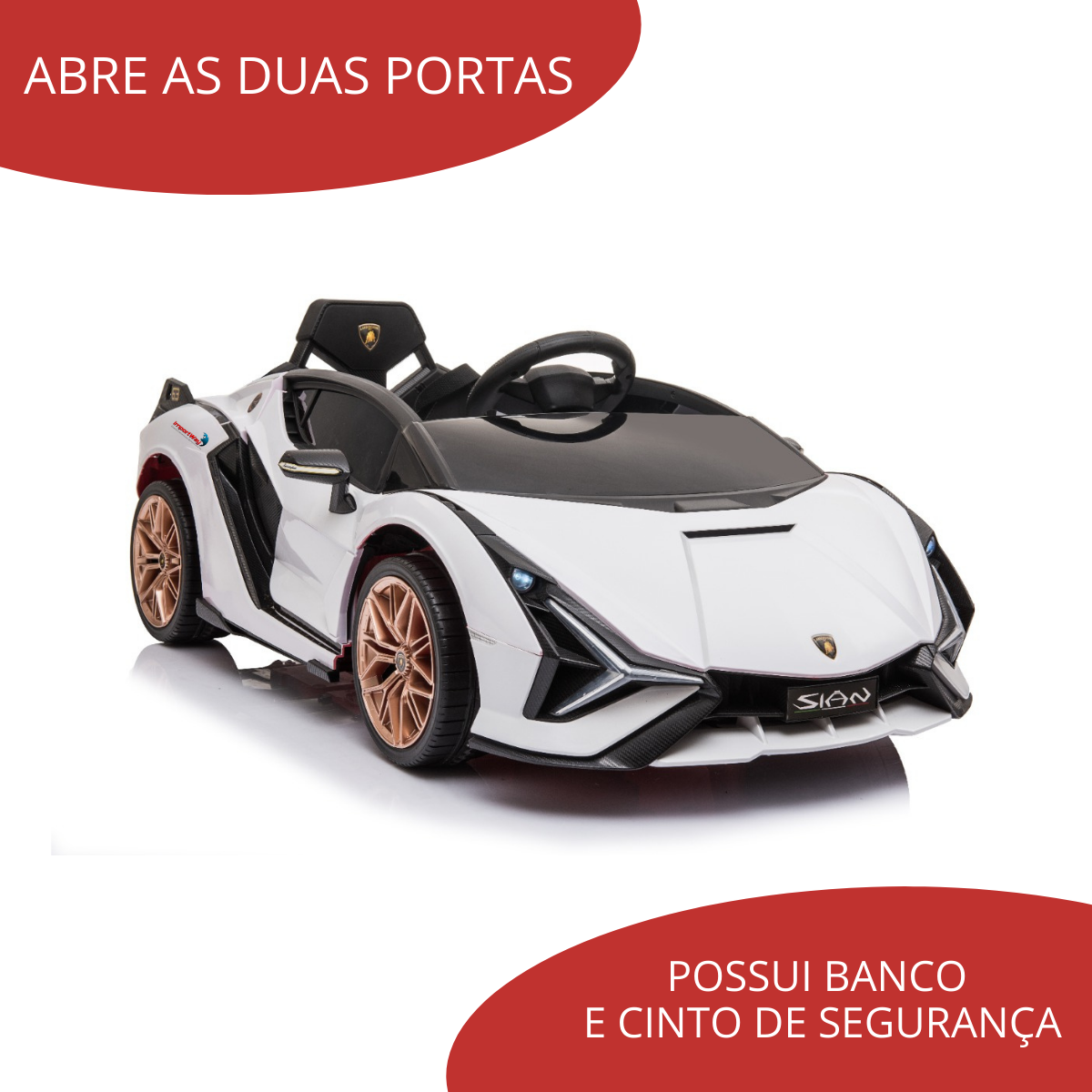 Mini Carro Elétrico Infantil Criança 6V Lamborghini Sián Controle Remoto  Vermelho Brinqway BW