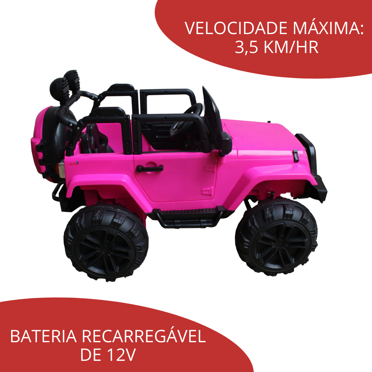 Mini Carro Elétrico Infantil Com Controle Remoto Rosa BW028RS