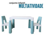 Conjunto Infantil 1 Mesa + 2 Cadeiras Azul BW090AZ - 3