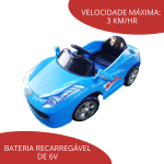 Mini Carro Elétrico Com Controle Remoto Azul BW097AZ - 7