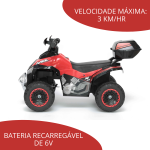 Quadriciclo Elétrico 6V Vermelho BW129VM - 9