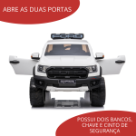 Mini caminhonete elétrica 24V Ford Ranger Raptor Licenciado BW121 BRANCO - 7