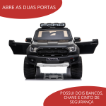 Mini caminhonete elétrica 24V Ford Ranger Raptor Licenciado BW121 PRETO - 7