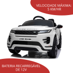 Mini Carro Elétrico Licenciado Land Rover Evoque Branco BW128BR - 6