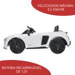 Mini Carro Elétrico 12V Audi R8 Spyder Licenciado Branco BW123BR - 6