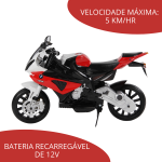 Mini Moto Elétrica 12V BMW S1000 RR Licenciado Vermelha BW179VM - 8