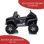 Mini UTV Quadriciclo Elétrico 12V Mercedes Unimog Licenciado Rodas Em EVA BW120EVAPT - 7