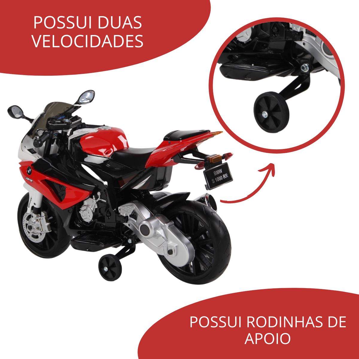 Moto Elétrica Infantil Bmw Esportiva Vermelho E Preto 12v