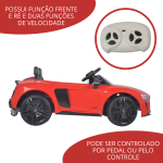 Mini carro elétrico 12V audi R8 Spyder Licenciado Vermelho BW123VM - 5