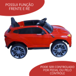 Mini Carro Elétrico Infantil Com Controle Remoto Vermelho BW029VM - 5