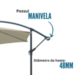 Ombrelone Suspenso 3,00M Branco IWOBL300BR - 3