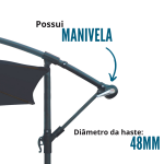 Ombrelone Suspenso 3,00M Com Capa Azul IWOBLC3AZ - 3