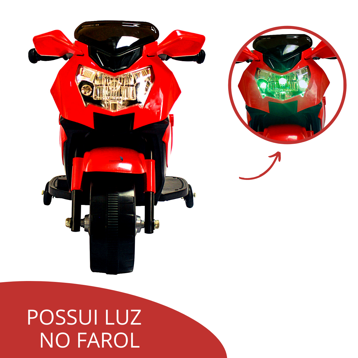 Moto Elétrica Infantil Criança +3 Anos Motocross 6V 2-3 Km/h Até 25kg Com  Som Vermelho ImportWay - Baby&Kids