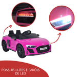 Mini Carro Elétrico 12V Audi R8 Spyder Licenciado Rosa BW123RS - 4