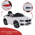 Mini Carro Elétrico 12v BMW 6 GT Licenciado Branco BW178BR - 6