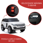 Mini Carro Elétrico 12V Land Rover Com Banco De Couro e MP5 Licenciado Branco BW122MP5BR - 2