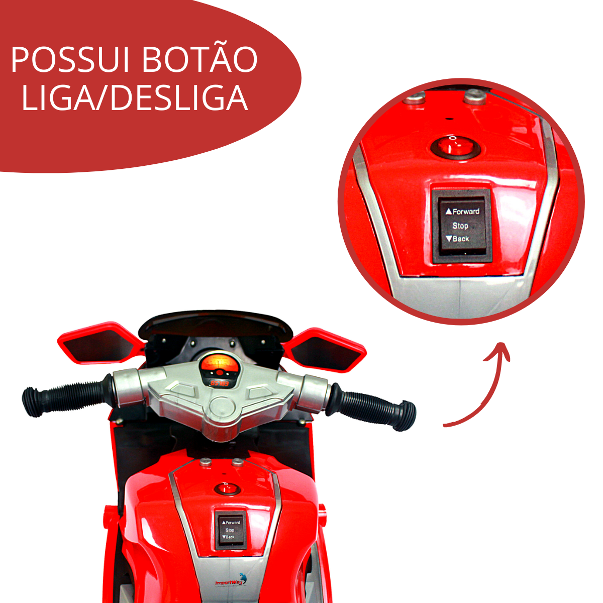 Mini Moto Elétrica Infantil Vermelha Triciclo Para Crianças - LCG ELETRO