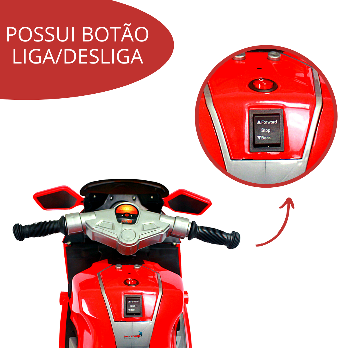 Mami Brinquedos - Black Friday Promoção - Mini Moto Elétrica Infantil Azul  6v Importway BW044AZ