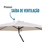 Ombrelone Articulado Central 2,70M Com Capa Branco IWOBCAC270BR - 5