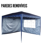 Gazebo Articulado 3,00 X 3,00M Com 2 Paredes Azul IWGZAP3AZ - 8