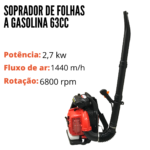 Soprador De Folhas A Gasolina 63CC IWSFG2T63 - 7