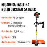Roçadeira Gasolina Multifuncional 5x1 63CC Com Podador De Cerca Viva IWRGPC2T5X163 - 3