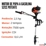 Motor De Popa A Gasolina 52CC IWMPG2T52 - 4