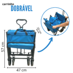 Carrinho Dobrável Camping Articulado Azul IWCDCAAZ - 3