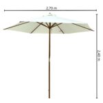 Ombrelone Central De Madeira 2,70M Branco IWOBCM270BR - 2