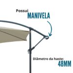 Ombrelone Lateral 3,50M Branco IWOBL350BR - 7