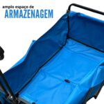Carrinho Dobrável Camping Articulado Com Cobertura Azul IWCDCAAZ - 9