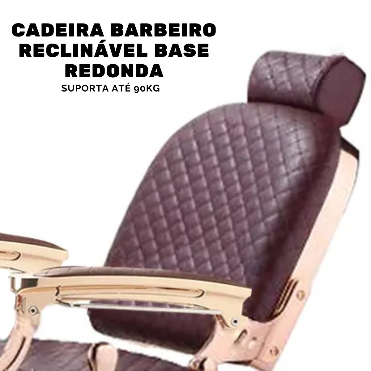 Cadeira Barbeiro Reclinável Base Redonda IWCBRBR