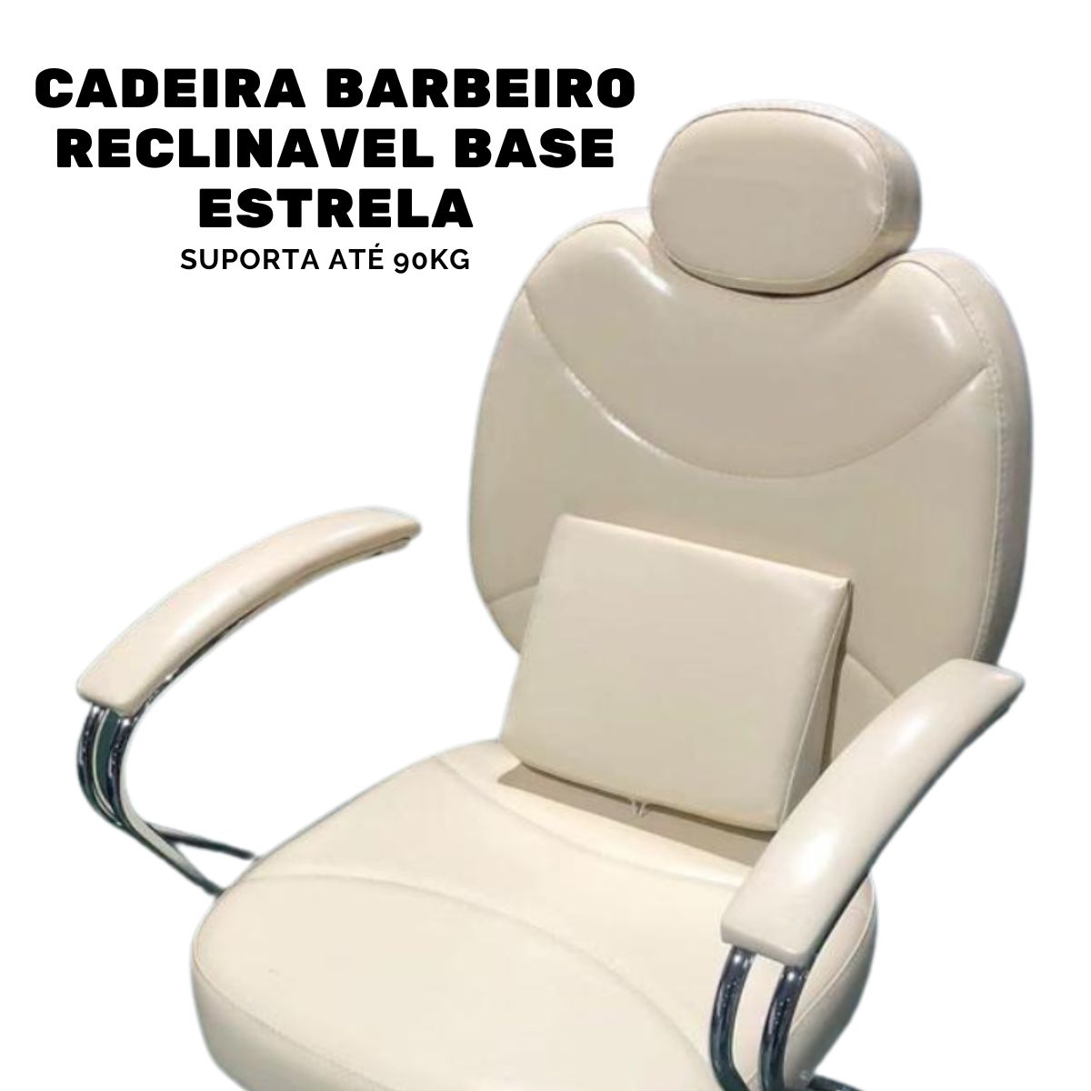 Cadeira Barbeiro Reclinável Base Redonda Marrom IWCBRBR002