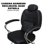 Cadeira Barbeiro Reclinável Base Estrela Preta IWCBBE - 3