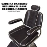 Cadeira Barbeiro Reclinável Base Redonda Marrom IWCBRBR002 - 3