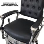 Cadeira Barbeiro Reclinável Base Redonda Preto IWCBRBR003 - 4