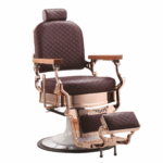 Cadeira Barbeiro Reclinável Base Redonda Marrom IWCBRBR004 - 1