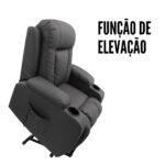 Poltrona Reclinável Com Função De Massagem Aquecimento E Elevação Preto IWPRMAEPT - 7