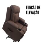 Poltrona Reclinável Com Função De Massagem Aquecimento E Elevação Caramelo IWPRMAECM - 7