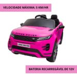 Mini Carro Elétrico Licenciado Land Rover Evoque Rosa BW128RS - 10