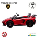 Mini Carro Elétrico Licenciado Lamborghini Aventador 2 Assentos 24V Vermelha BW235VM - 3