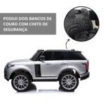 Mini Carro Elétrico 12V Land Rover Com Banco De Couro e MP5 Licenciado Prata BW122MP5PR - 5