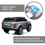 Mini Carro Elétrico 12V Land Rover Com Banco De Couro e MP5 Licenciado Prata BW122MP5PR - 7