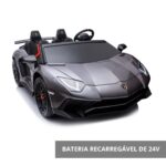 Mini Carro Elétrico Licenciado Lamborghini Aventador 2 Assentos 24V Prata BW235PR - 8