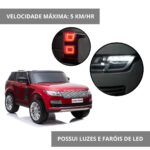 Mini Carro Elétrico 12V Land Rover Com Banco De Couro e MP5 Licenciado Vermelho BW122MP5VM - 8