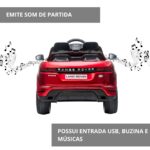 Mini Carro Elétrico Licenciado Land Rover Evoque Vermelho Brilho BW128VM - 8