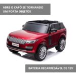 Mini Carro Elétrico 12V Land Rover Com Banco De Couro e MP5 Licenciado Vermelho BW122MP5VM - 9
